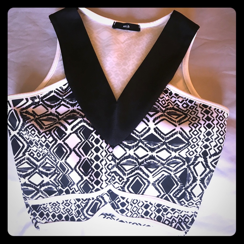 Black and white, v-neck crop top